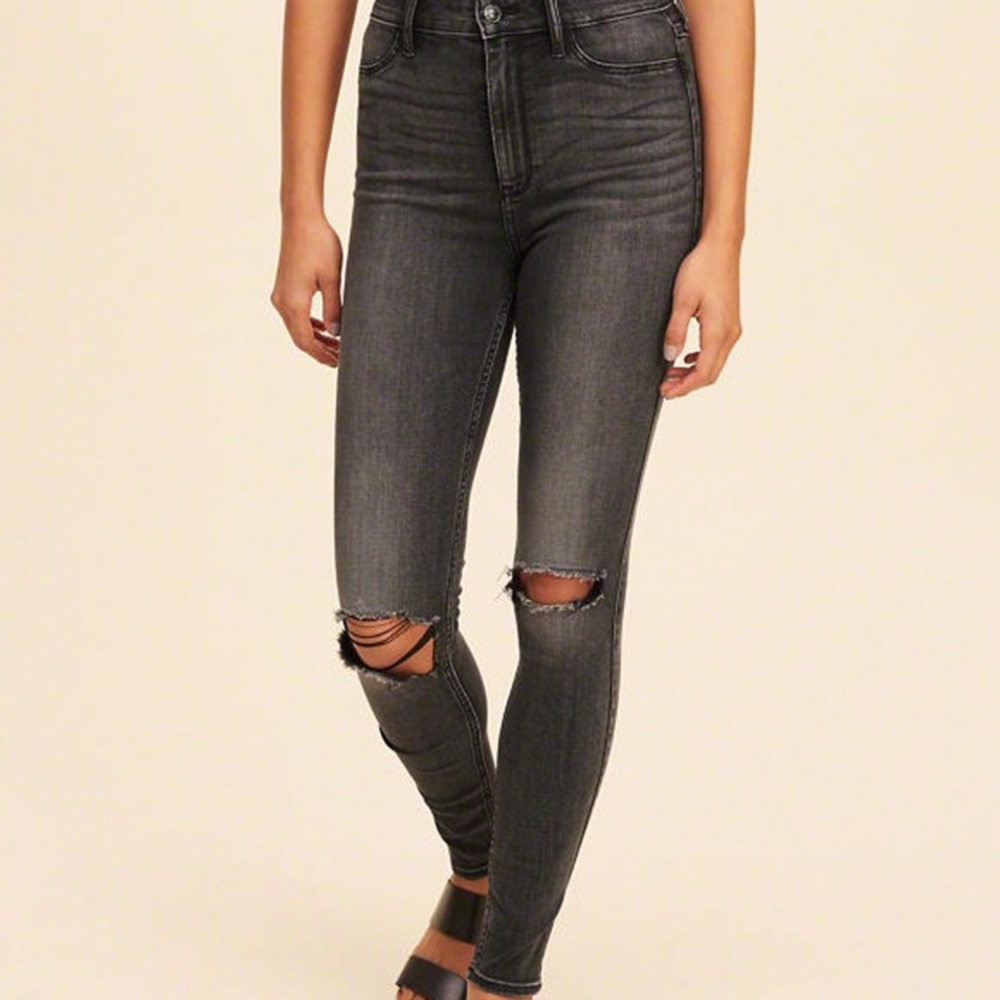 Hollister ultra high rise washed black jeans